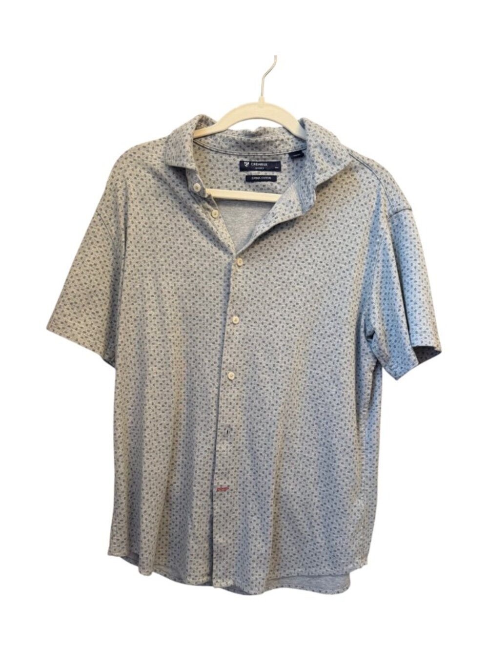 Cremieux Classics Men’s Large Supima Cotton Short Sleeve Button Down Shirt Gray